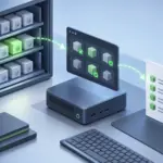 Ilustración técnica que muestra el concepto de instalación y eliminación de paquetes de Alpine Linux y la actualización de repositorios