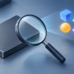 Ilustración técnica abstracta que representa el concepto de consulta del UUID del dispositivo de bloque y el formato del sistema de archivos