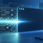 La vista de una pantalla de terminal complicada limpiándose siguiendo el flujo de la luz