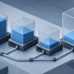 Abstrakte technische Illustration, die das Konzept der Überprüfung des verbleibenden Speicherplatzes im Dateisystem darstellt