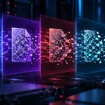 ファイルデータが複数のパターンの層を通過しながら分割され上書きされるshredコマンドのイメージ
