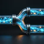 Eine schematische Darstellung des Prozesses, bei dem die Pipe-Ausgabe gleichzeitig auf dem Bildschirm und in einer Datei gespeichert wird