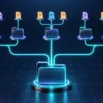 Una estructura jerárquica que se extiende desde la carpeta raíz a varios subdirectorios y nodos de archivos