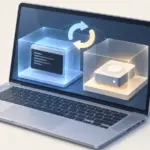 Getrennte virtuelle Terminals und virtuelle Festplatten im Laptop, Snapshot-Wiederherstellungspfeil
