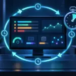 Ilustración de un monitor que revisa repetidamente el estado del sistema a intervalos regulares