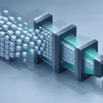 Ilustración técnica que muestra el concepto de comprimir archivos en formato xz