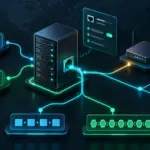Ilustración de la configuración de una IP fija y rutas de red automáticas en un servidor Rocky Linux