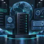 Serveur, globe et réglages illustrant les paramètres linguistiques et régionaux de Linux.