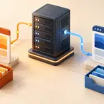 Dos pantallas web diferentes y una carpeta de documentos conectadas a un mismo servidor web
