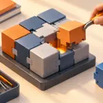 かみ合ったソフトウェアブロックの一つを分離して修理する様子